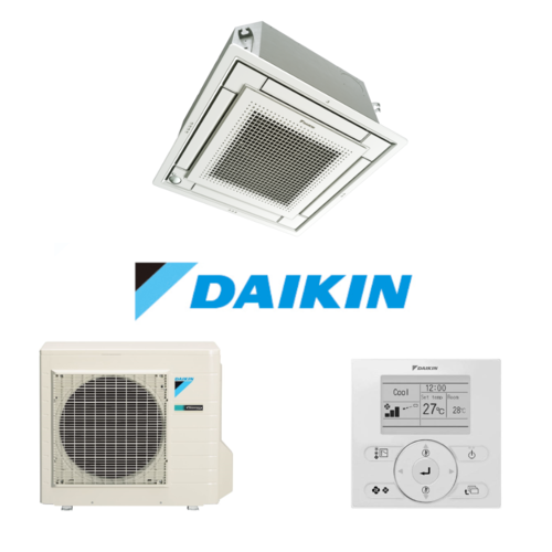 Daikin 8.5kW Premium Inverter Cassette R32 Single Phase Fascia Included BYCQ125EAF FCA85C-VCV - Wired Controller BRC1E63 Included