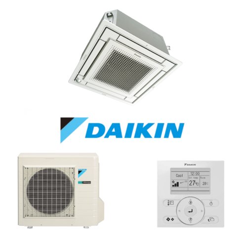 Daikin 10kW Inverter Cassette R32 Single Phase Fascia Included BYCQ125EAF FCA100C - CCV - Wired Controller BRC1E63 Included - Aircon Warehouse